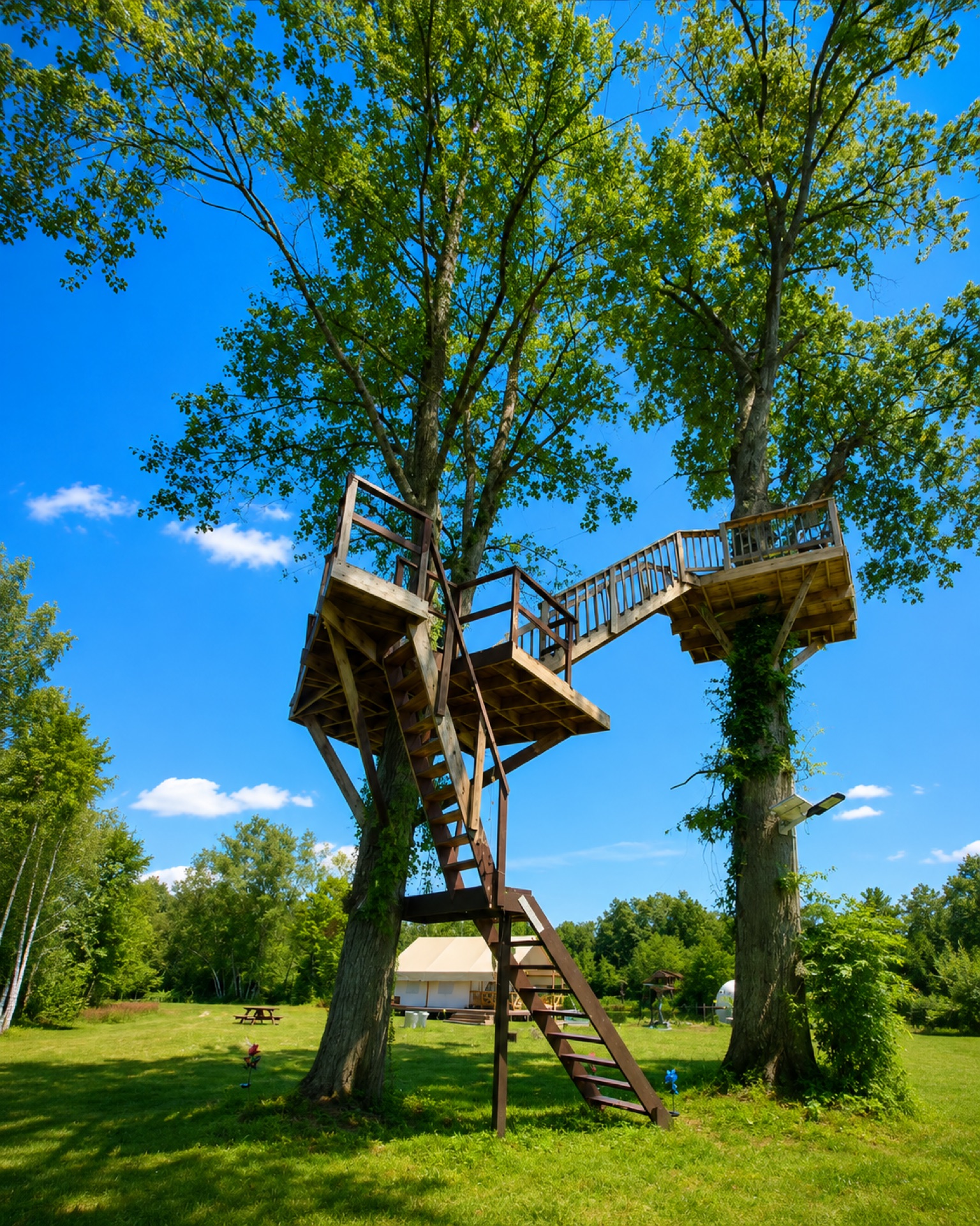 Treehouse lookout platform at 9 Lake Resort