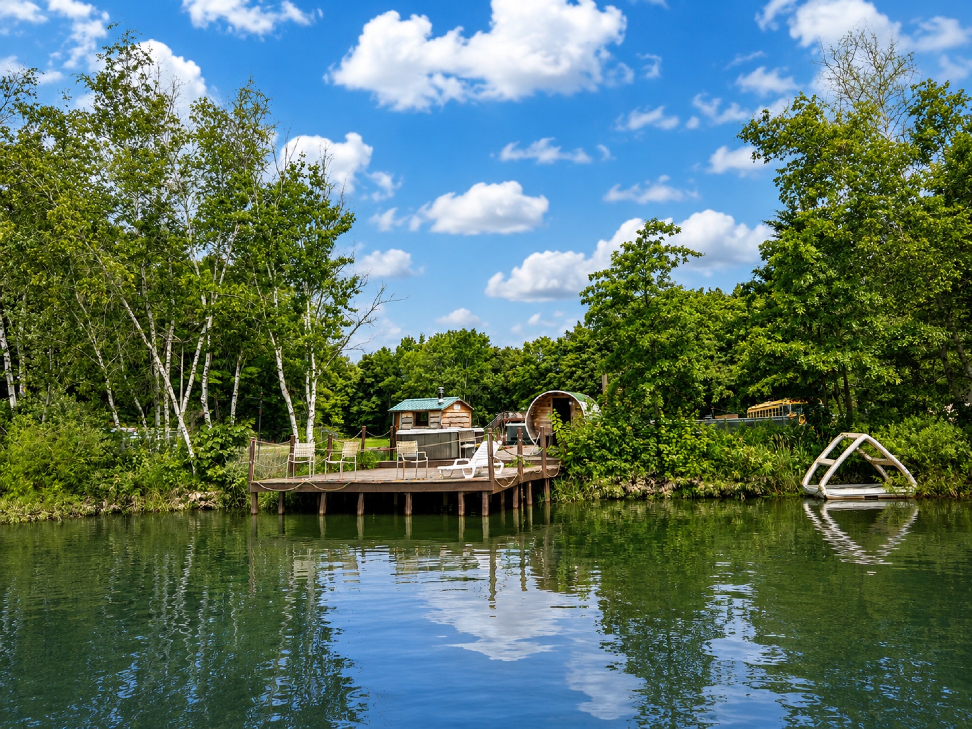 Lakeside restaurant terrace view