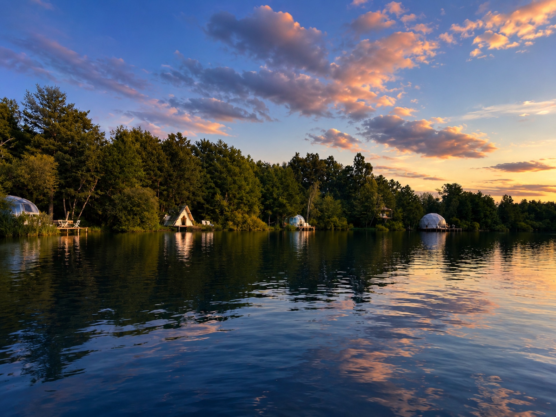 Sunset reflections over 9 Lake Resort